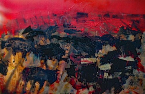 TAUREAUX AU SOLEIL COUCHANT von JACQUES DONNEAUD, Malerei kaufen auf Singulart