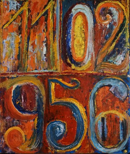 Mystical time - Numbers, dates von Eva Lászlóné Wágner, Malerei kaufen auf Singulart