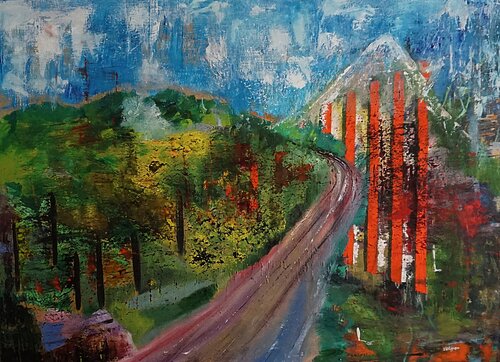 Dawn in the mountains par Eva Lászlóné Wágner, Peinture en vente sur Singulart