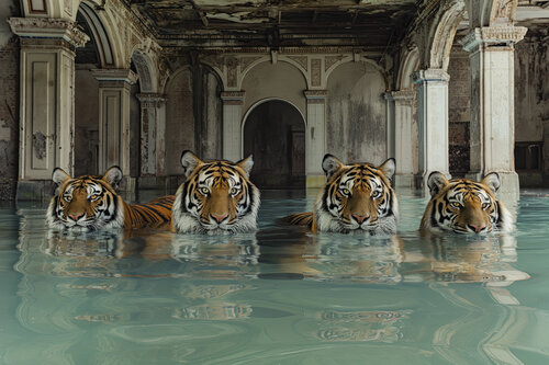 Quatre frères - Palais abandonné, Lisbonne, Portugal, 2046 - (Papier Hahnemühle FineArt Pearl, 285g/m2). von Francis Meslet, Digital kaufen auf Singulart