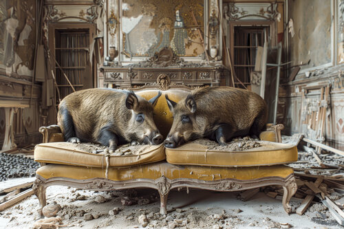 Qui part à la chasse... - Pavillon de chasse abandonné, Allemagne, Bavière, 2046 - (Papier Hahnemühle FineArt Pearl, 285g/m2). von Francis Meslet, Digital kaufen auf Singulart