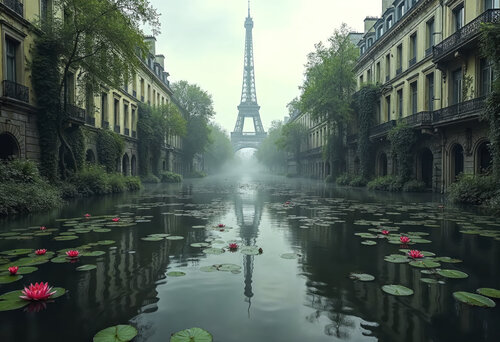 Paris sauvé des eaux - Paris 2050 - (Paper Hahnemühle FineArt Pearl, 285g/m2). di Francis Meslet, Digitale in vendita su Singulart