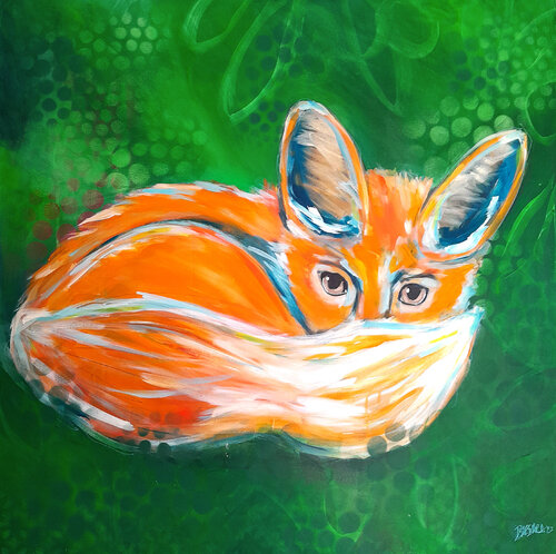 Wachsam - Fuchsbild von Barbara Dräger, Malerei kaufen auf Singulart