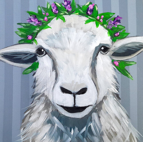 Blumenschaf - Little Friend by Barbara Dräger, Painting for Sale on Singulart