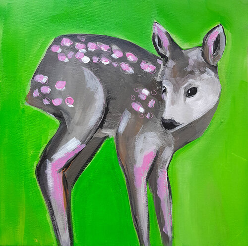 Rehkitz - Little Friend by Barbara Dräger, Painting for Sale on Singulart