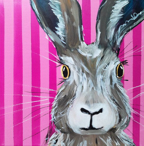 Hase in Pink - Little Friend van Barbara Dräger, Schilderij te koop op Singulart