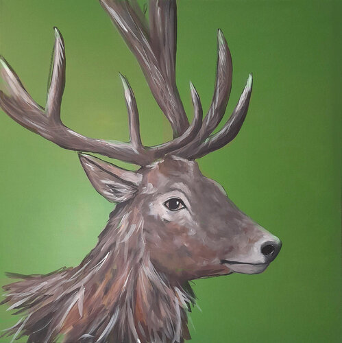 Green Deer van Barbara Dräger, Schilderij te koop op Singulart