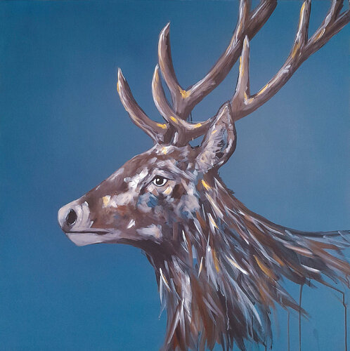 Blauer Hirsch de Barbara Dräger, Pintura a la venta en Singulart