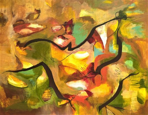 The autumn forest tells a story von Györgyi Borjádi, Malerei kaufen auf Singulart