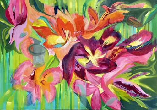 Blooming inner garden von Györgyi Borjádi, Malerei kaufen auf Singulart