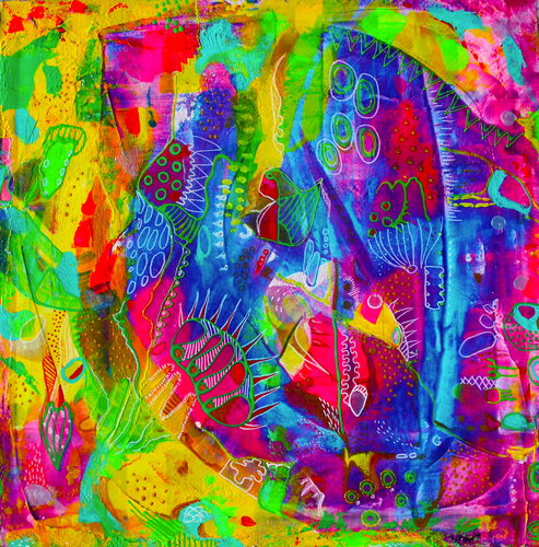 487. Beautiful colorful abstract paradise par Veera Zukova, Peinture en vente sur Singulart