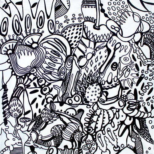 488. Black and white doodles par Veera Zukova, Peinture en vente sur Singulart