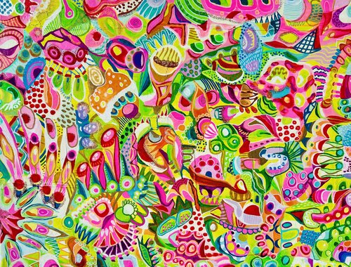 619. Transcendence Palette: Vibrant Acrylic and Gouache Abstract Painting par Veera Zukova, Peinture en vente sur Singulart