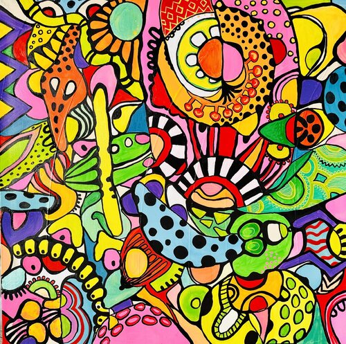 618. Abstract Odyssey: Exploring Color and Composition in Acrylic and Gouache di Veera Zukova, Pittura in vendita su Singulart