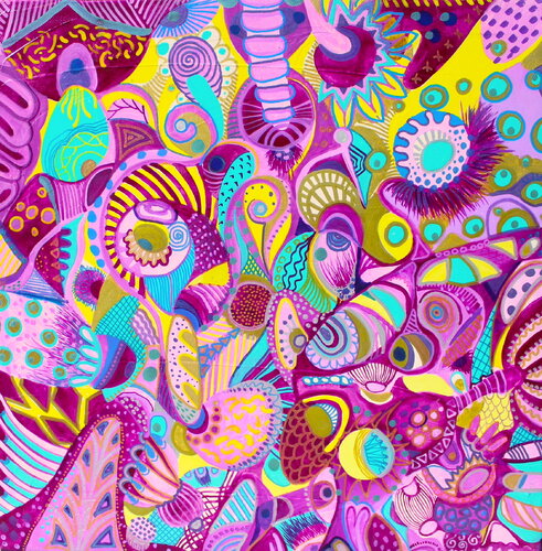 365. Mystery Dreambox: Enchanting Abstract Fantasy van Veera Zukova, Schilderij te koop op Singulart