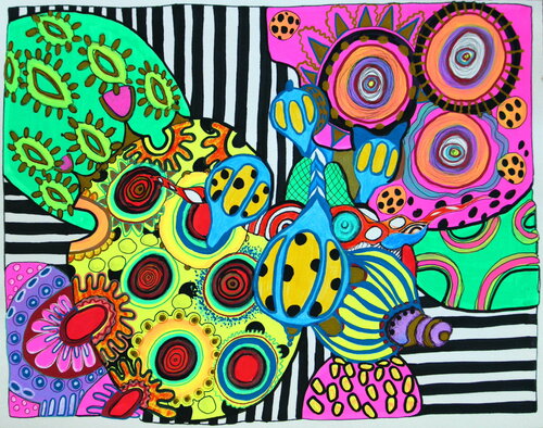 590. Vibrant Colorful Abstract/ Live session on TikTok di Veera Zukova, Pittura in vendita su Singulart