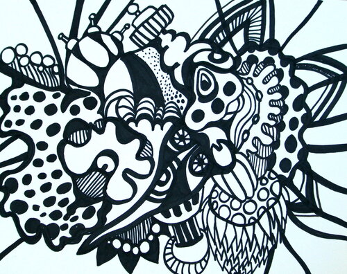 591. Black subconscious doodles/ live session on TikTok di Veera Zukova, Pittura in vendita su Singulart