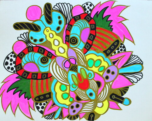 592. Subconscious colorful dragon/ live session on TikTok von Veera Zukova, Malerei kaufen auf Singulart