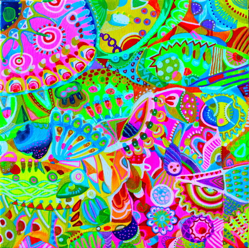332. Targeted Burst of Patterns and Colors - Target par Veera Zukova, Peinture en vente sur Singulart