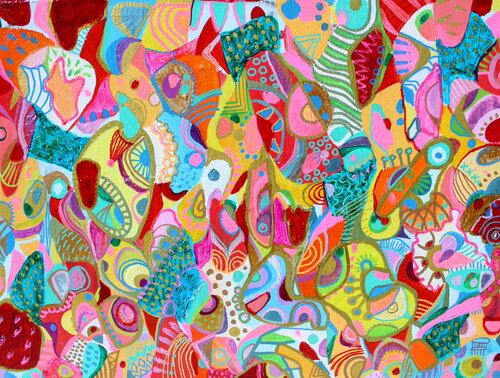 340. Happy Colorful Life in the Nature: Joyful Abstract Exploration by Veera Zukova, Painting for Sale on Singulart