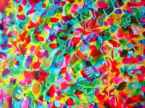 316. Giardino: A Vibrant Abstract Floral Symphony von Veera Zukova, Malerei kaufen auf Singulart