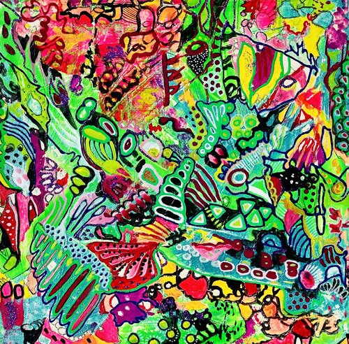 620. Chromatic Fusion: Abstract Artwork in Acrylic and Gouache by Veera Zukova, Painting for Sale on Singulart