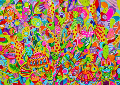 290. Colorful Doodles - Art Therapy: : A Kaleidoscope of Joy and Creativity di Veera Zukova, Pittura in vendita su Singulart