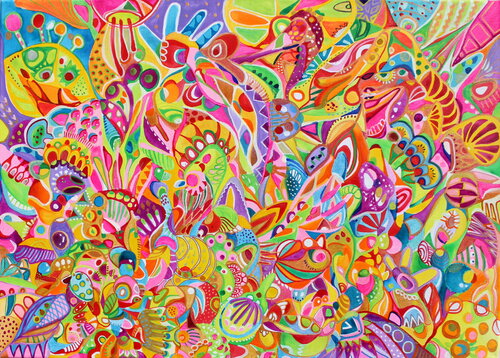 261 . Love that makes our heart beat filling it with a boost of positive energy di Veera Zukova, Pittura in vendita su Singulart