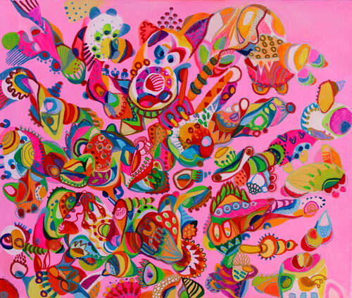 234. LA JOIE DE MANGER UN PETIT BONBON SUCRÉ par Veera Zukova, Peinture en vente sur Singulart