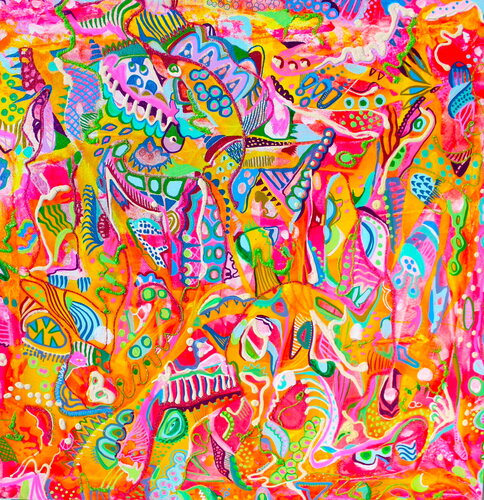 572. Concentrate of Abstract Colorful Doodles: Dynamic Expressions on Canvas Veera Zukova