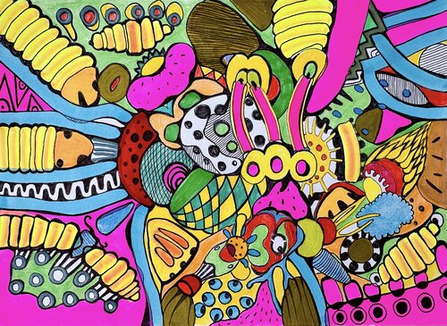 649. Detailed Colorful Graphic Abstract Design by Veera Zukova, 소묘 for Sale on Singulart