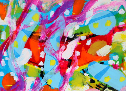 302. Banana rosso: An Abstract Exploration of Color and Movement di Veera Zukova, Pittura in vendita su Singulart