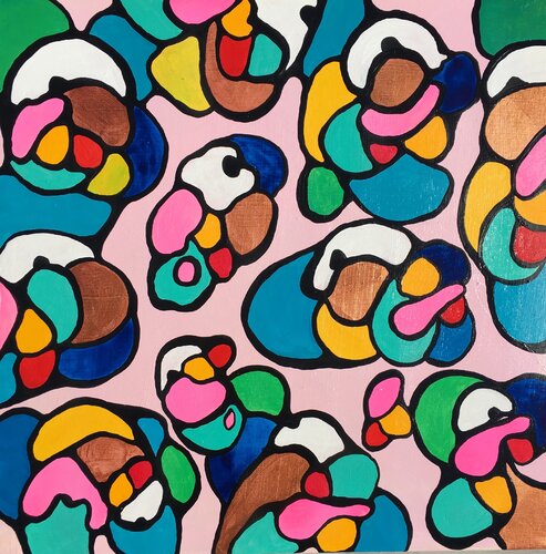 12. Marshmallow: A Playful Symphony of Colors and Shapes in Contemporary Abstract Art by Veera Zukova, Painting for Sale on Singulart