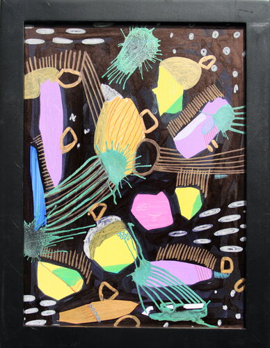 314. Night Sky: Abstract Cosmic Exploration in Vibrant Hues par Veera Zukova, Peinture en vente sur Singulart