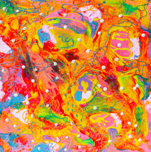 600. Pink sparkling abstract joyful univerce, live TikTok session par Veera Zukova, Peinture en vente sur Singulart