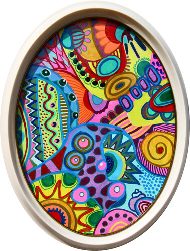 611. Oval Shaped Upcycled Colorful Abstract van Veera Zukova, Schilderij te koop op Singulart