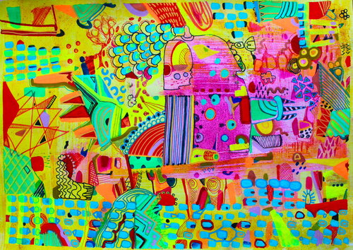 483. Visual pleasure. Magic town. par Veera Zukova, Peinture en vente sur Singulart