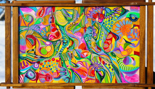 476. Wooden tray. Hand-painted abstract. Veera Zukova