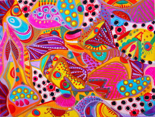 238. EXTREMELY COLORFUL SWEET CANDY THAT BRINGS ME POSITIVE MOOD van Veera Zukova, Schilderij te koop op Singulart