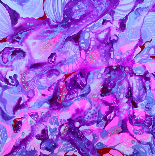 360. Iris flowers in a dreamy night. van Veera Zukova, Schilderij te koop op Singulart