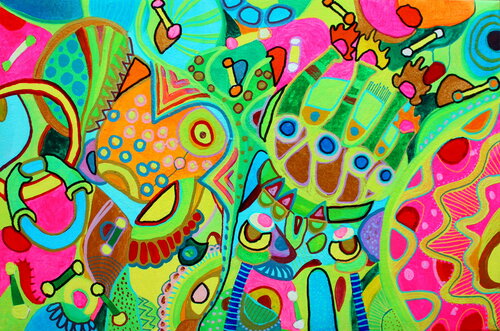 383. Funky mixture of colors. van Veera Zukova, Schilderij te koop op Singulart