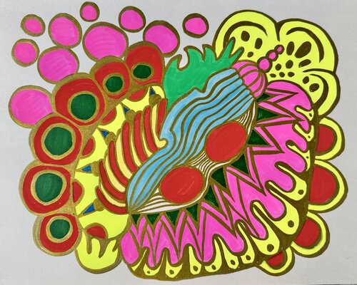 596. Bright colorful abstract fantasy/live session on TikTok di Veera Zukova, Pittura in vendita su Singulart