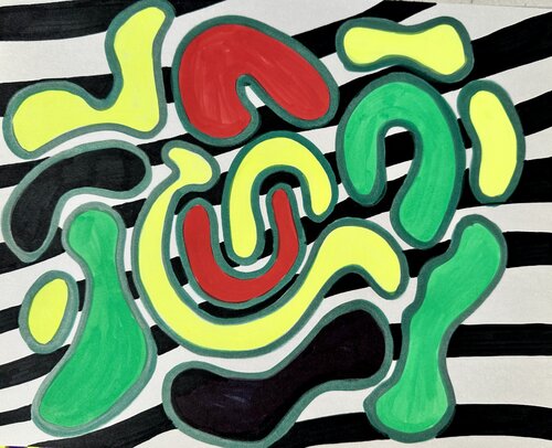 599. Sweet soft colorful abstract shapes/live session on TikTok von Veera Zukova, Malerei kaufen auf Singulart