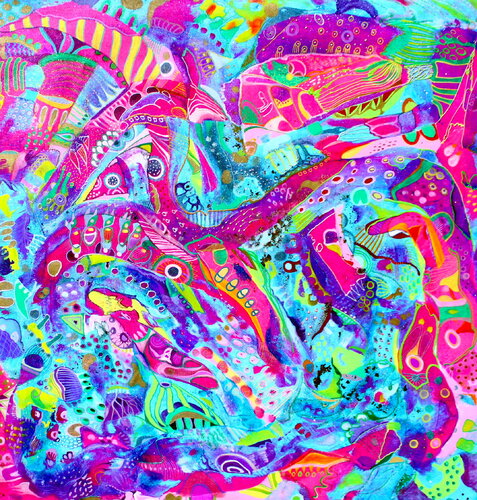 662. Vibrant Whimsy A Kaleidoscope of Abstract Delight von Veera Zukova, Malerei kaufen auf Singulart