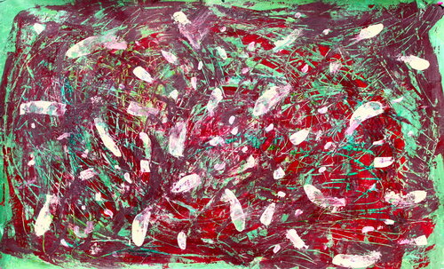 666. Chaotic Symphony Original Acrylic and Gouache Abstract Painting on Canvas par Veera Zukova, Peinture en vente sur Singulart