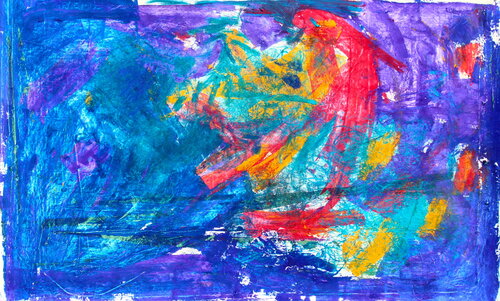 667. Colorful Rhapsody- Original Acrylic and Gouache Abstract Painting on Canvas par Veera Zukova, Peinture en vente sur Singulart