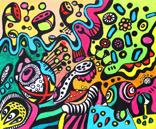 40. Eye: A Bold Exploration of Abstract Forms and Colors par Veera Zukova, Peinture en vente sur Singulart