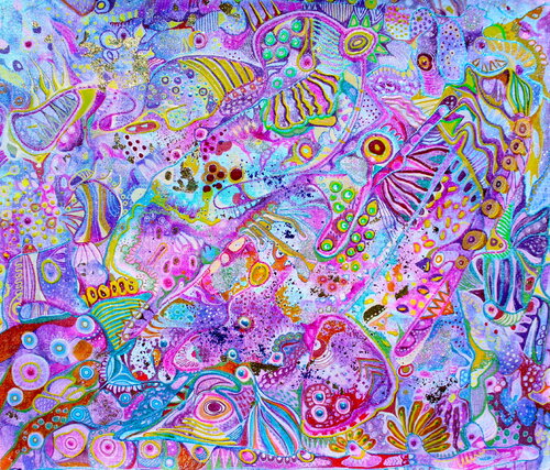 671. Psychedelic Harmony Multicolor Abstract Fusion. Veera Zukova
