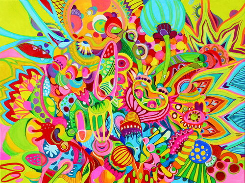 675. Vibrant Abstract Floral Explosion par Veera Zukova, Peinture en vente sur Singulart