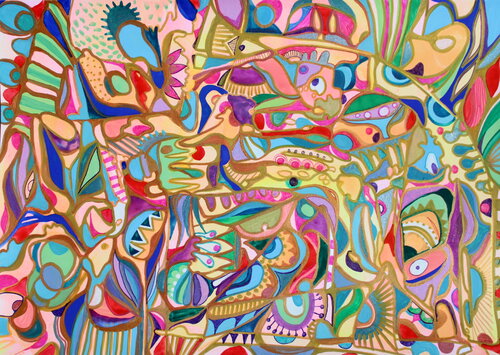 681. Golden Symphony: Vibrant Abstraction di Veera Zukova, Pittura in vendita su Singulart
